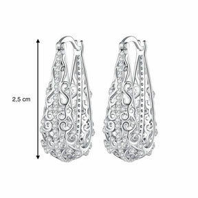 Brinco Prata 925 Elegante Gota com Pedras Zircônias