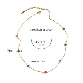 Colar Banho Ouro 18K Pontos de Luz de Zircônias