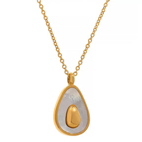 Colar Banho Ouro 18K Oval Concha Natural