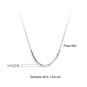 Colar Prata 925 Blocos Prateados Quadrados