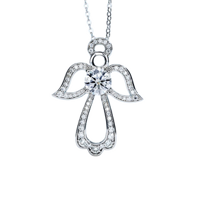 Colar Prata 925 Moissanite Anjo Cravejado