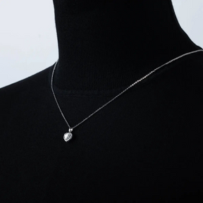 Colar Prata 925 Moissanite Coração Cravejado