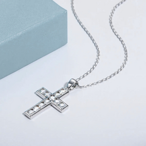 Colar Prata 925 Moissanite Crucifixo Cravejado