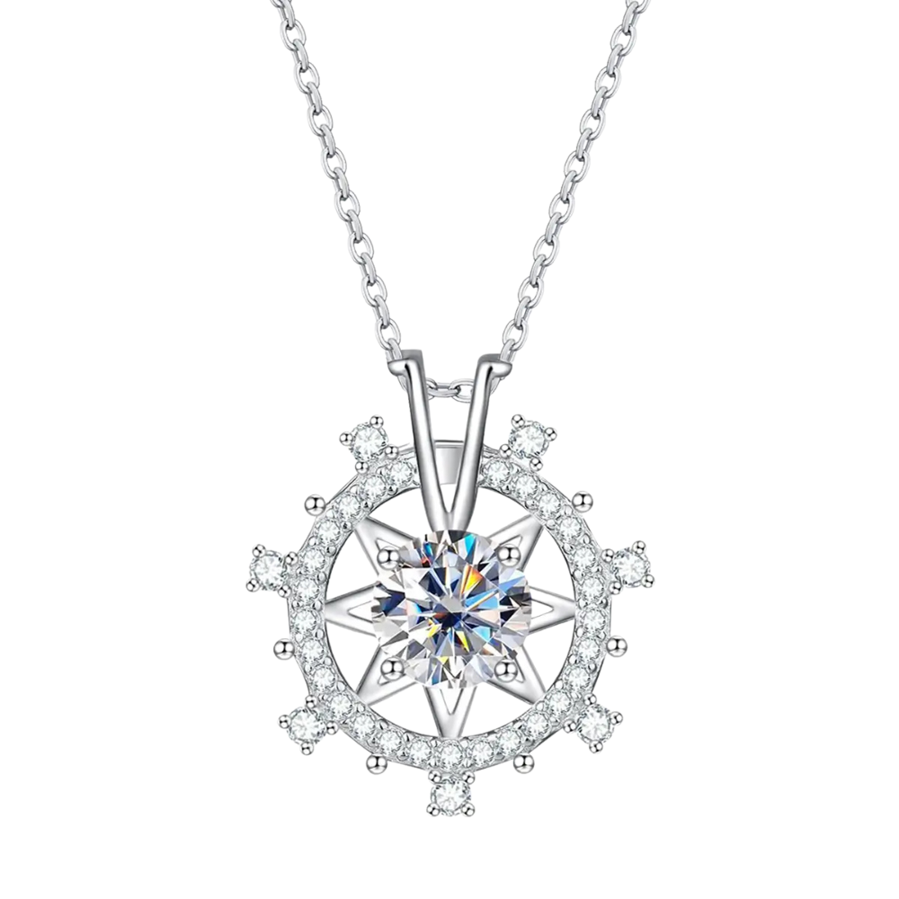 Colar Prata 925 Moissanite Moinho Cravejado