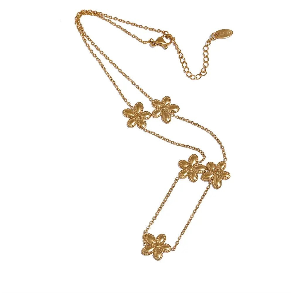 Colar Banho Ouro 18K Flores