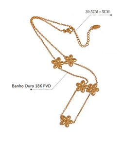 Colar Banho Ouro 18K Flores