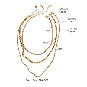 Colar Banho Ouro 18K Trio