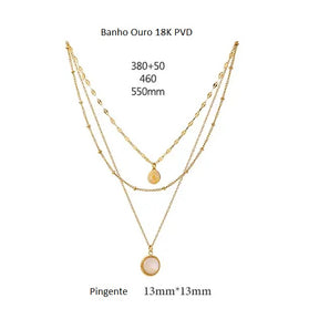 Colar Banho Ouro 18K Triplo Longo