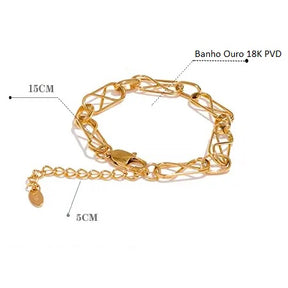 Pulseira Banho Ouro 18K Corrente Infinito