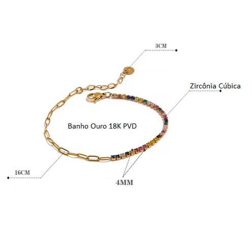 Pulseira Banho Ouro 18K Delicada com Zircônia