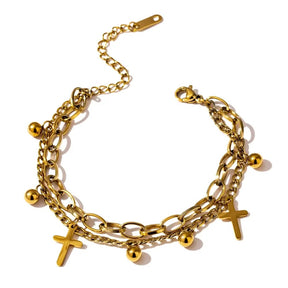 Pulseira Banho Ouro 18K Crucifixo