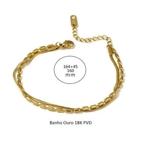 Pulseira Banho Ouro 18K Dupla