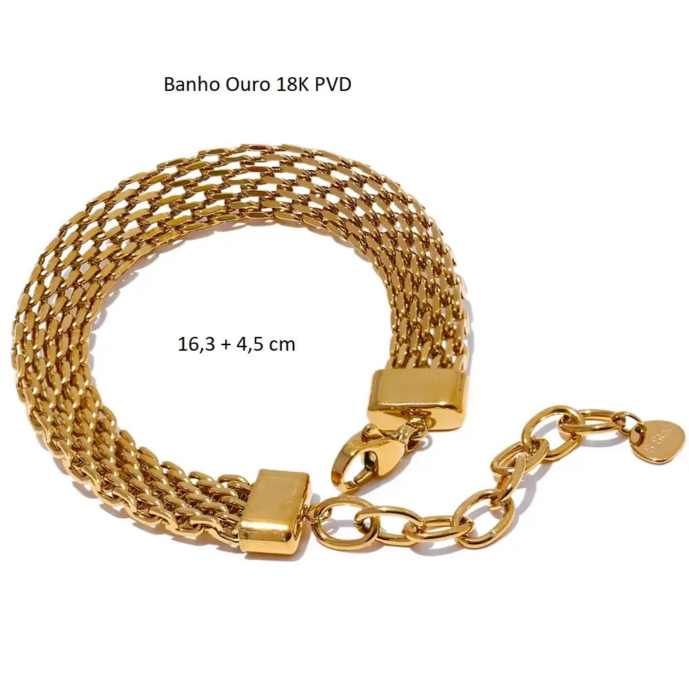 Pulseira Banho Ouro 18K Filamentos