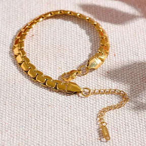 Pulseira Banho Ouro 18K Elos Achatados