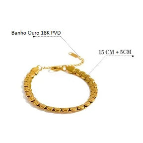 Pulseira Banho Ouro 18K Elos Achatados