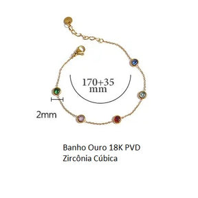 Pulseira Banho Ouro 18K Pontos de Zircônia