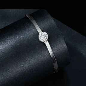 Pulseira Prata 925 Corrente Lisa Cobra Moissanite