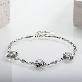 Pulseira Prata 925 Moissanite Trevo de Quatro Folhas