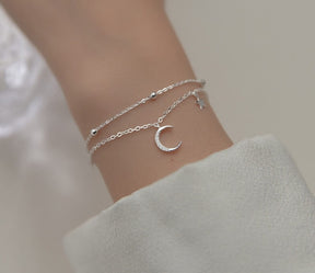 Pulseira Prata 925 Lua e Estrelas