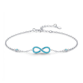 Pulseira Prata 925 Infinito com Turquesa